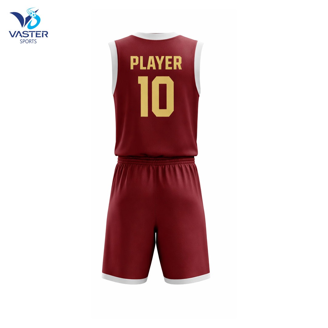 Back view of basketball team uniform showing customizable name and number area for teams