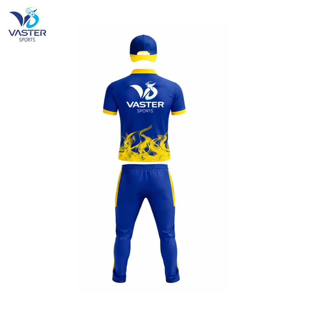 Back view of cricket team uniform showing customizable player name and number area
