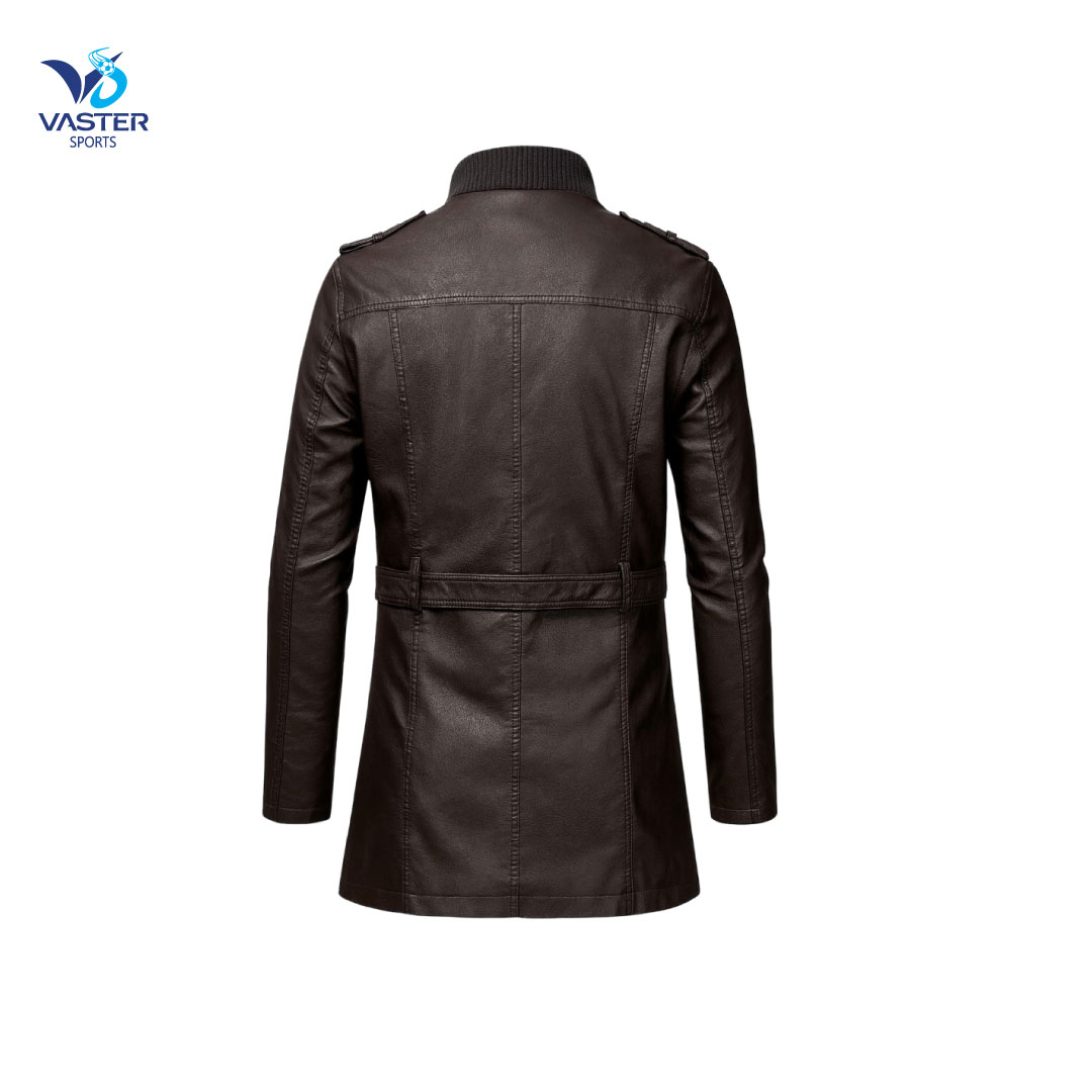 Custom Long Trench Leather Jacket for Men – Classic Street Elegance - Image 3