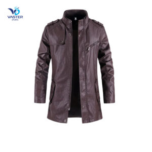 Longline Leather Coat for Men