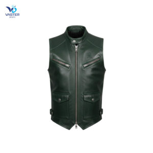 Men leather riding vest made from premium genuine leather with classic biker fit