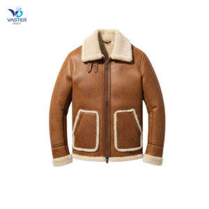 Men’s Arctic Crest shearling leather jacket with soft inner lining and rugged winter style