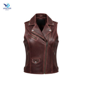 Leather vest women Nova Edge in modern street style with premium smooth leather