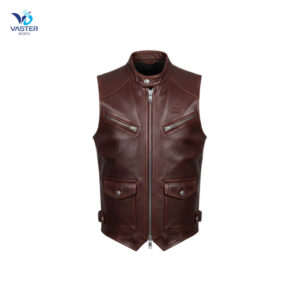 Leather utility vest men made from heavy-duty leather with reinforced stitching