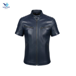 Men’s Midnight Torque biker leather shirt with ergonomic fit, breathable panels, and reinforced stitching