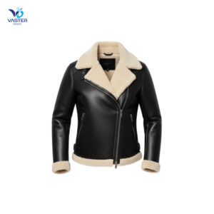 Shearling leather jacket for women with premium soft leather and cozy lining