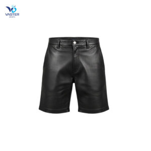 Men’s athletic leather shorts in flexible premium leather with reinforced seams.