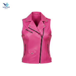 Casual leather vest for women front view showing relaxed comfortable fit