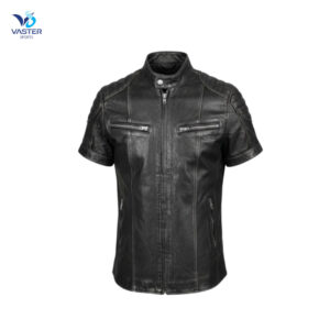 Men’s Night Hawk premium leather biker shirt with breathable panels, reinforced stitching, and tailored fit
