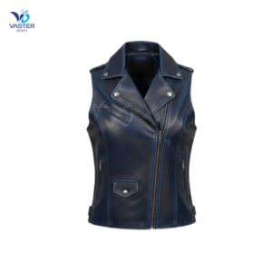 Premium leather vest for women front view showing elegant tailored fit