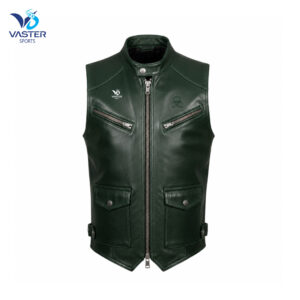 Men leather riding vest made from premium genuine leather with classic biker fit