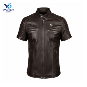 Men’s Iron Horizon rugged leather shirt with shearling accents, reinforced stitching, and structured fit