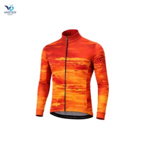 Men’s long sleeve cycling jersey with custom sublimated design and race-fit cut