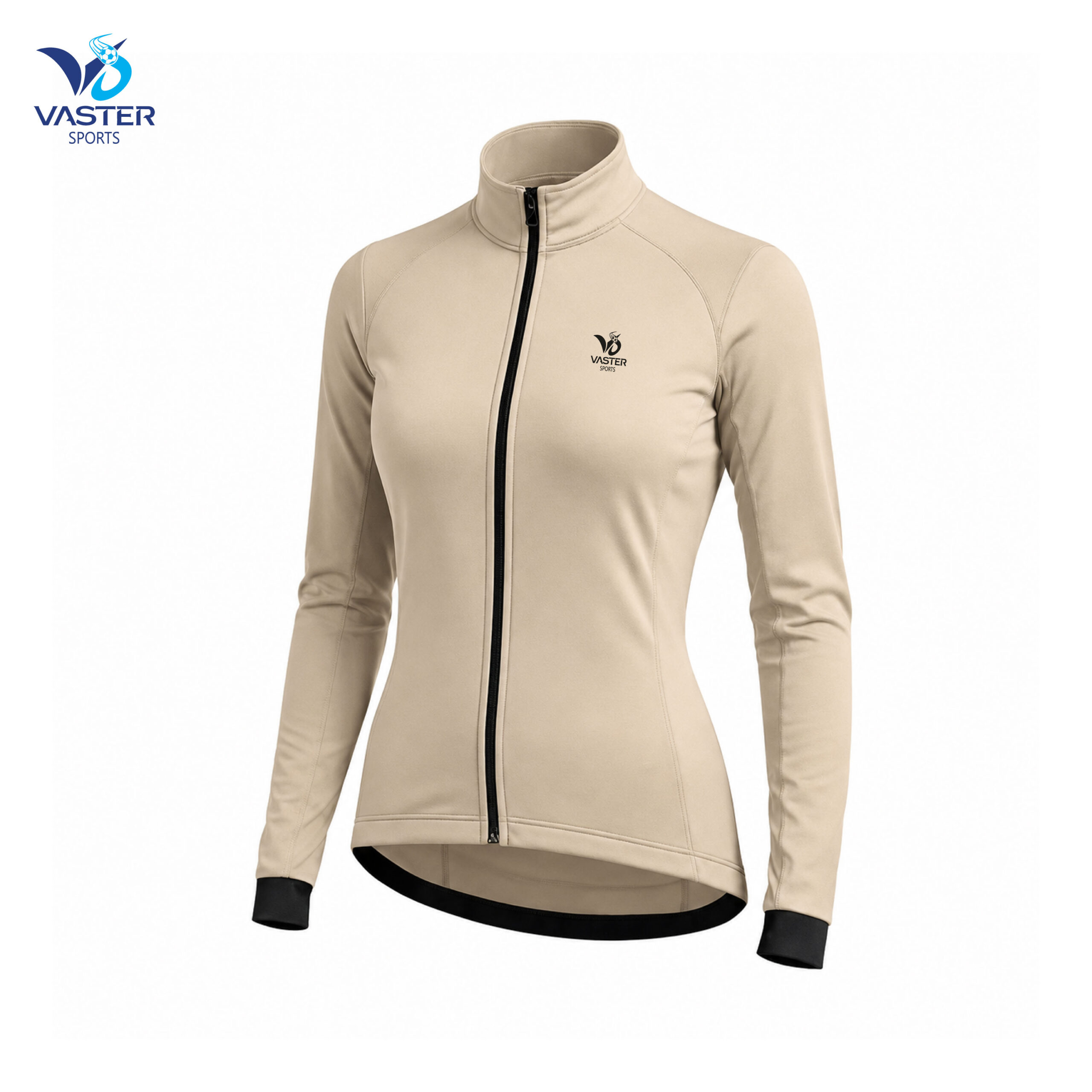 Women’s custom cycling jacket with wind-resistant fabric and athletic fit