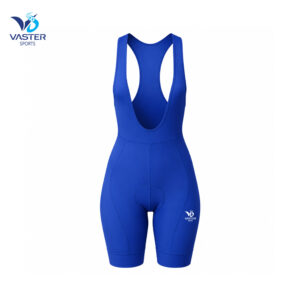Women’s blue aero cycling bib with endurance chamois and compression fit