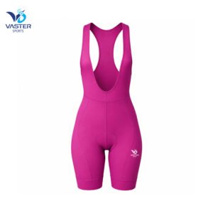Women’s pink performance cycling bib with ergonomic endurance padding and racerback strap design