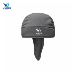 Grey women’s thermal cycling cap with extended rear coverage