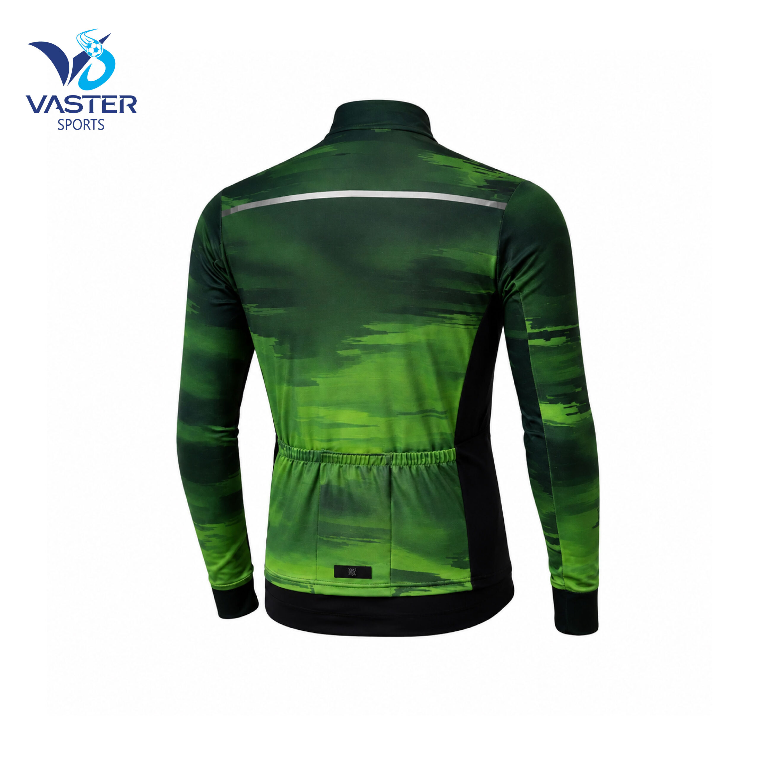 Men’s thermal cycling jersey with custom green sublimated design and insulated fit