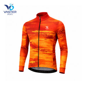 Men’s long sleeve cycling jersey with custom sublimated design and race-fit cut