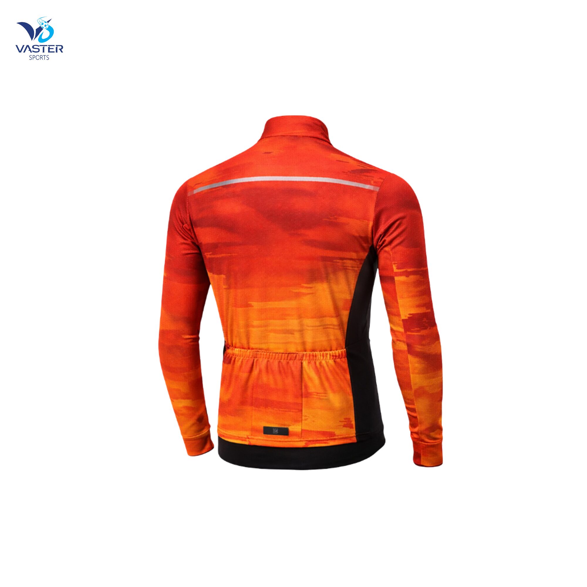 Men’s long sleeve cycling jersey with custom sublimated design and race-fit cut