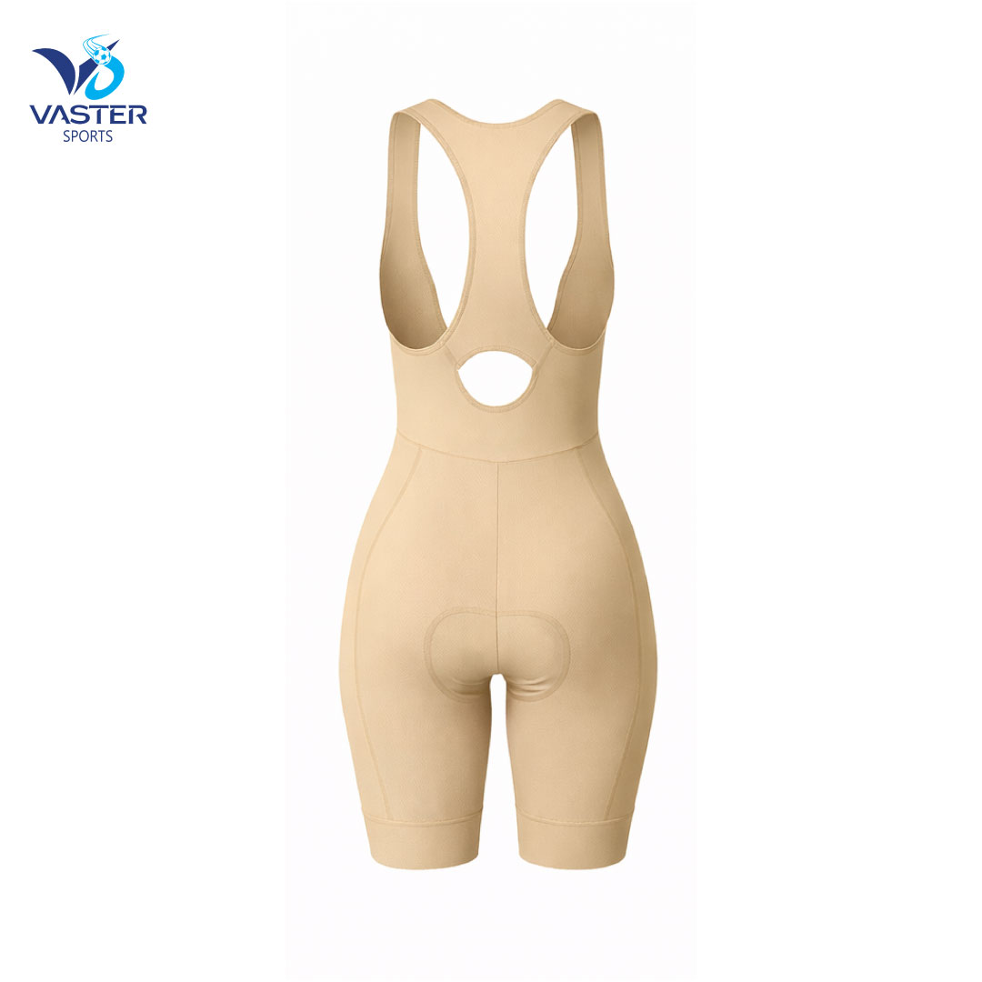 Women’s aerodynamic cycling bib with endurance chamois padding