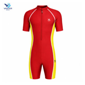 Custom performance swim suit for men with compression fit and team branding