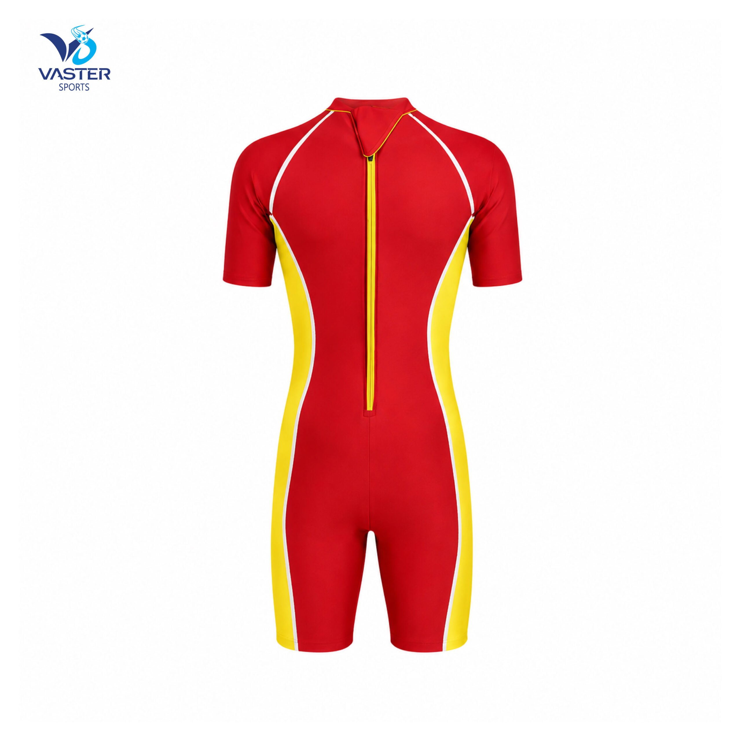 Custom performance swim suit for men with compression fit and team branding