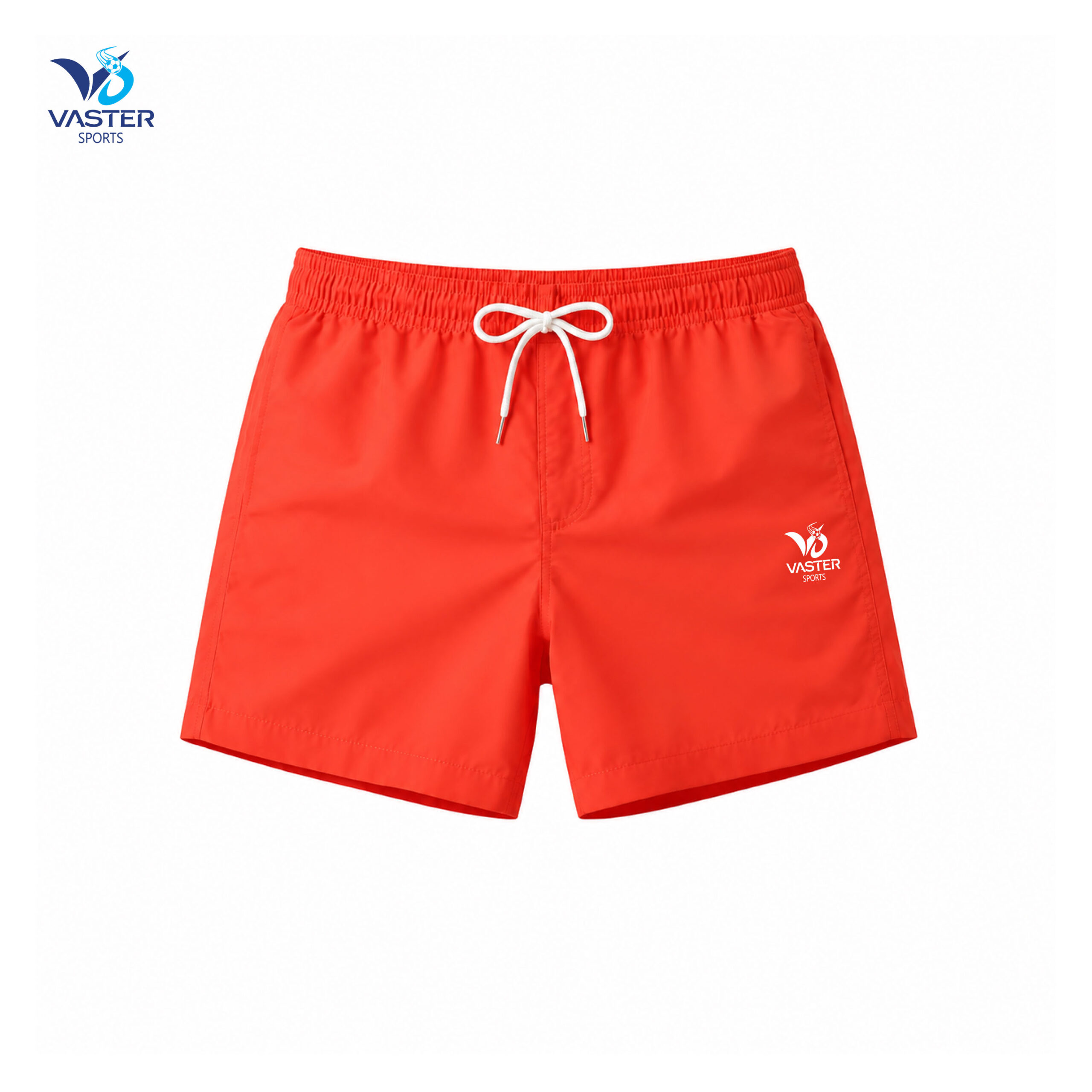 Custom team swim shorts with sublimated club logo design