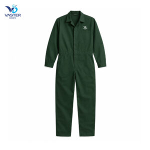 Heavy duty green work suit made with durable industrial fabric