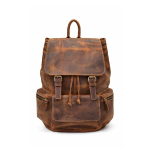 Slim leather backpack with premium leather and lightweight, functional design for professionals