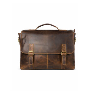 Leather laptop travel bag designed for business travel with padded protection and premium leather