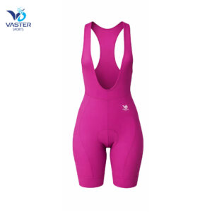 Women’s pink performance cycling bib with ergonomic endurance padding and racerback strap design