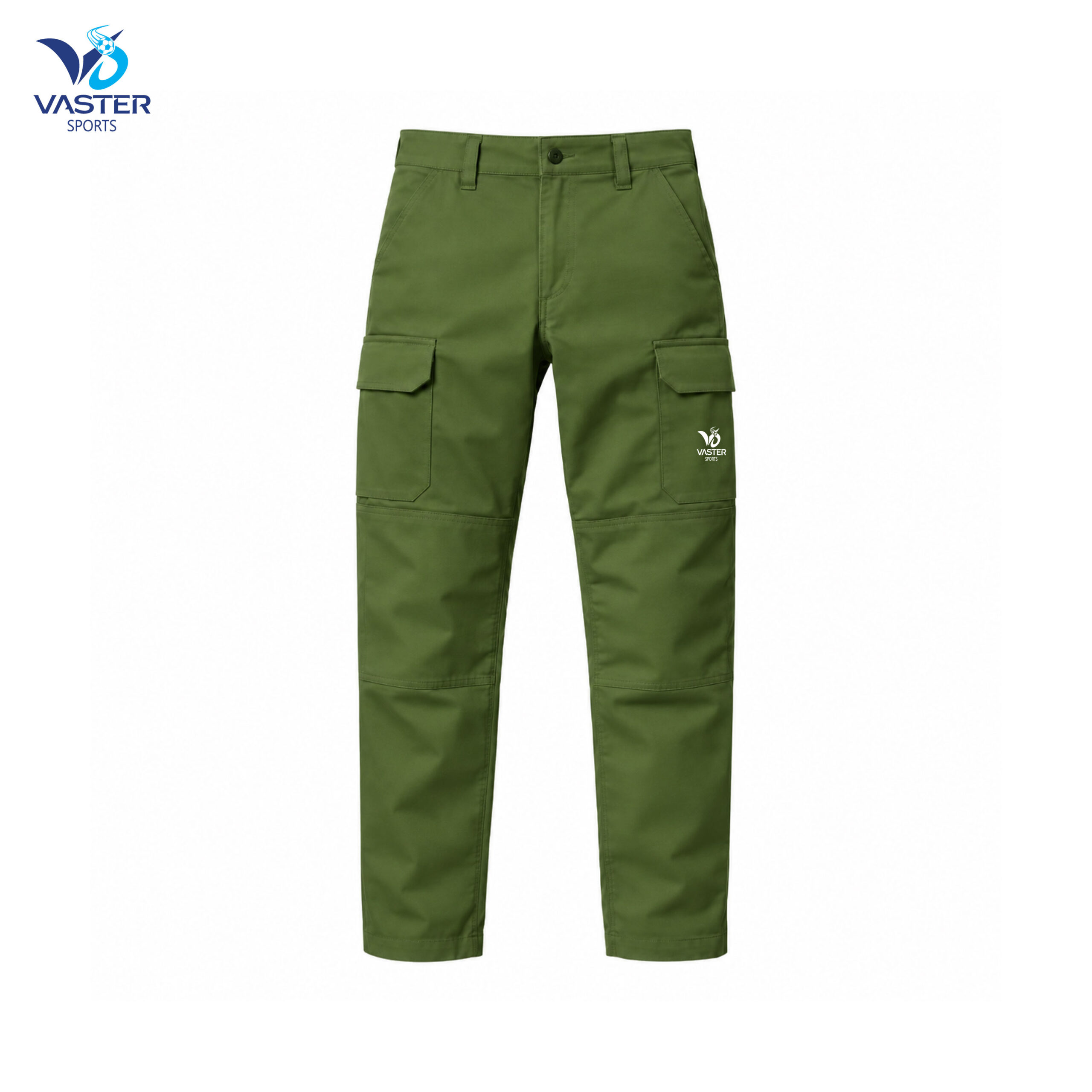 Construction work trousers with pockets in durable heavy-duty fabric
