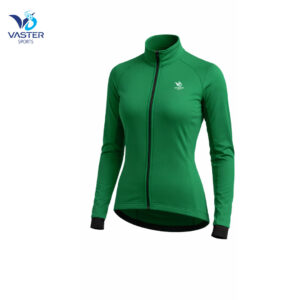Women’s thermal cycling jacket in green with wind-resistant and insulated fabric