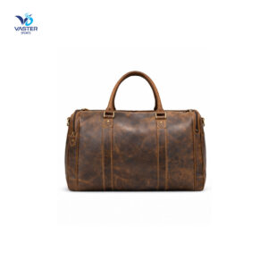 Vintage leather travel duffle bag with retro style and spacious compartments for sports and gym use