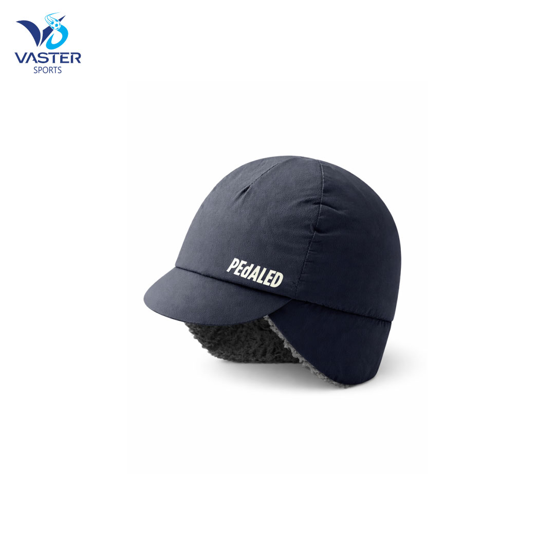 Navy women’s windproof cycling cap with fleece lining