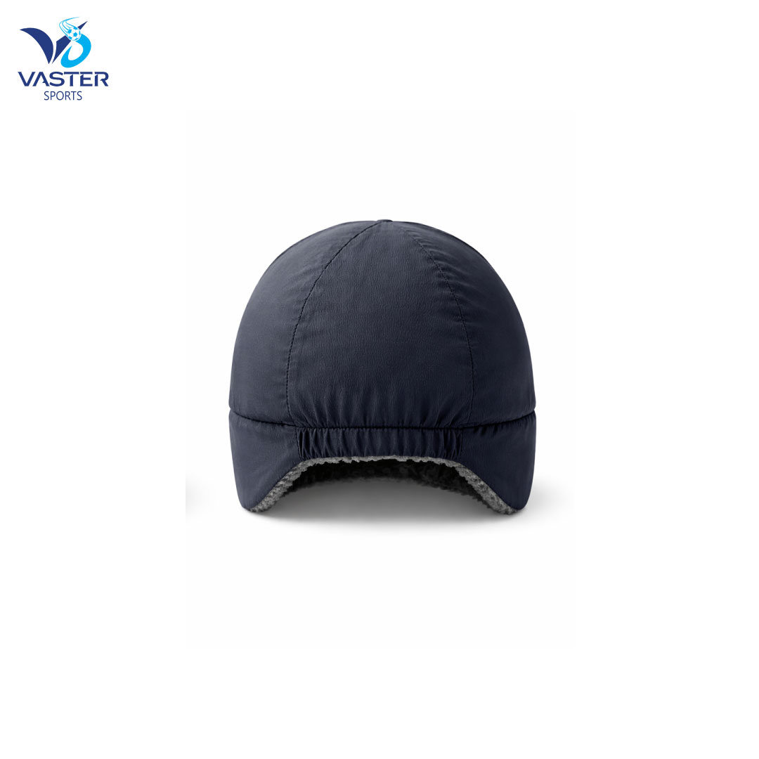 Navy women’s windproof cycling cap with fleece lining