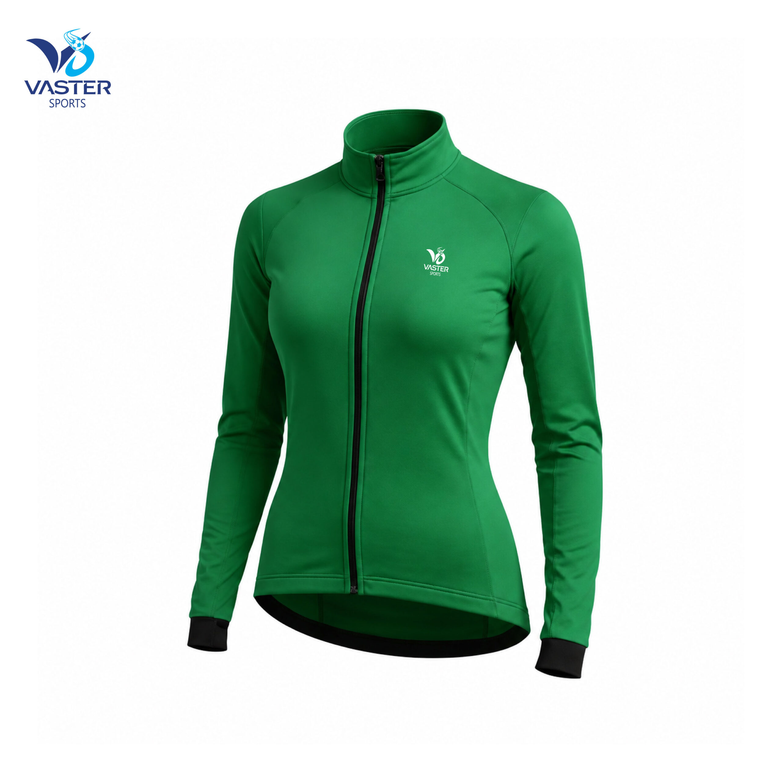 Women’s thermal cycling jacket in green with wind-resistant and insulated fabric