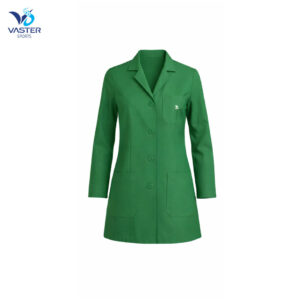 Green women hospital lab coat with tailored professional fit