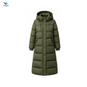 Women’s long quilted puffer jacket for winter casual wear
