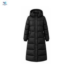 Women’s maxi puffer jacket designed for winter casual wear