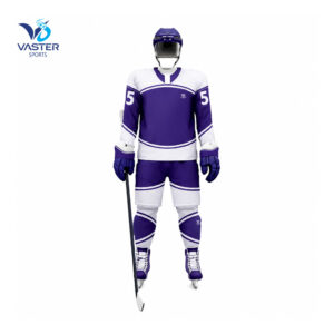 Professional ice hockey uniform with performance jersey and hockey gear for team sports