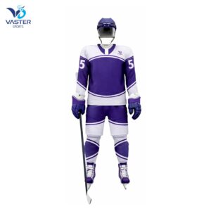 Professional ice hockey uniform with performance jersey and hockey gear for team sports