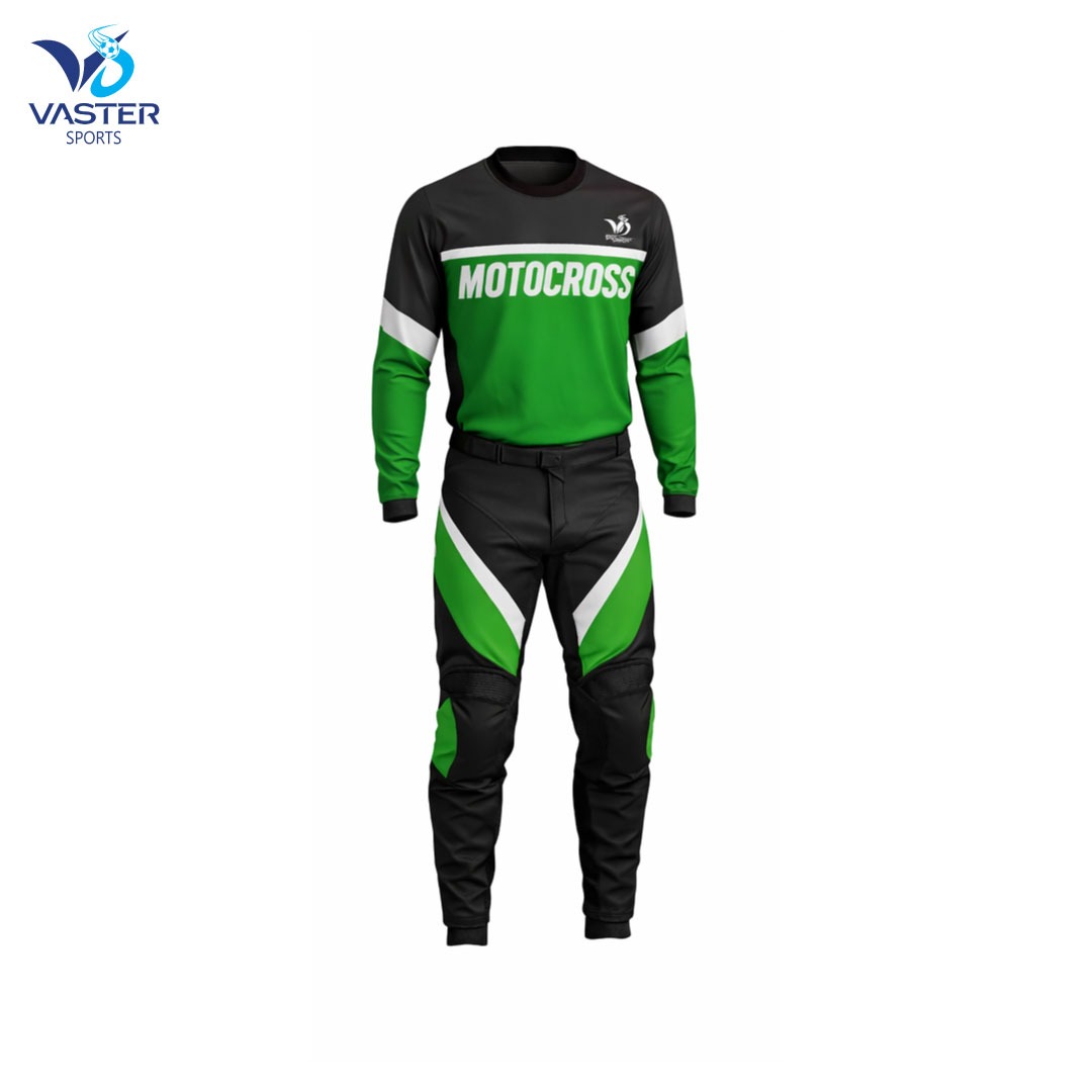 Custom motocross racing uniform with professional jersey and riding pants