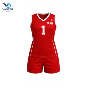 sublimated volleyball uniforms women red design
