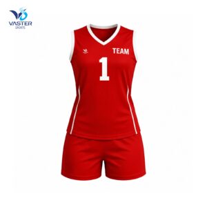 sublimated volleyball uniforms women red design