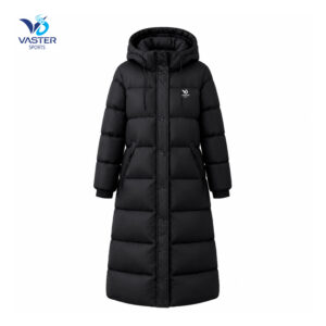 Women’s maxi puffer jacket designed for winter casual wear