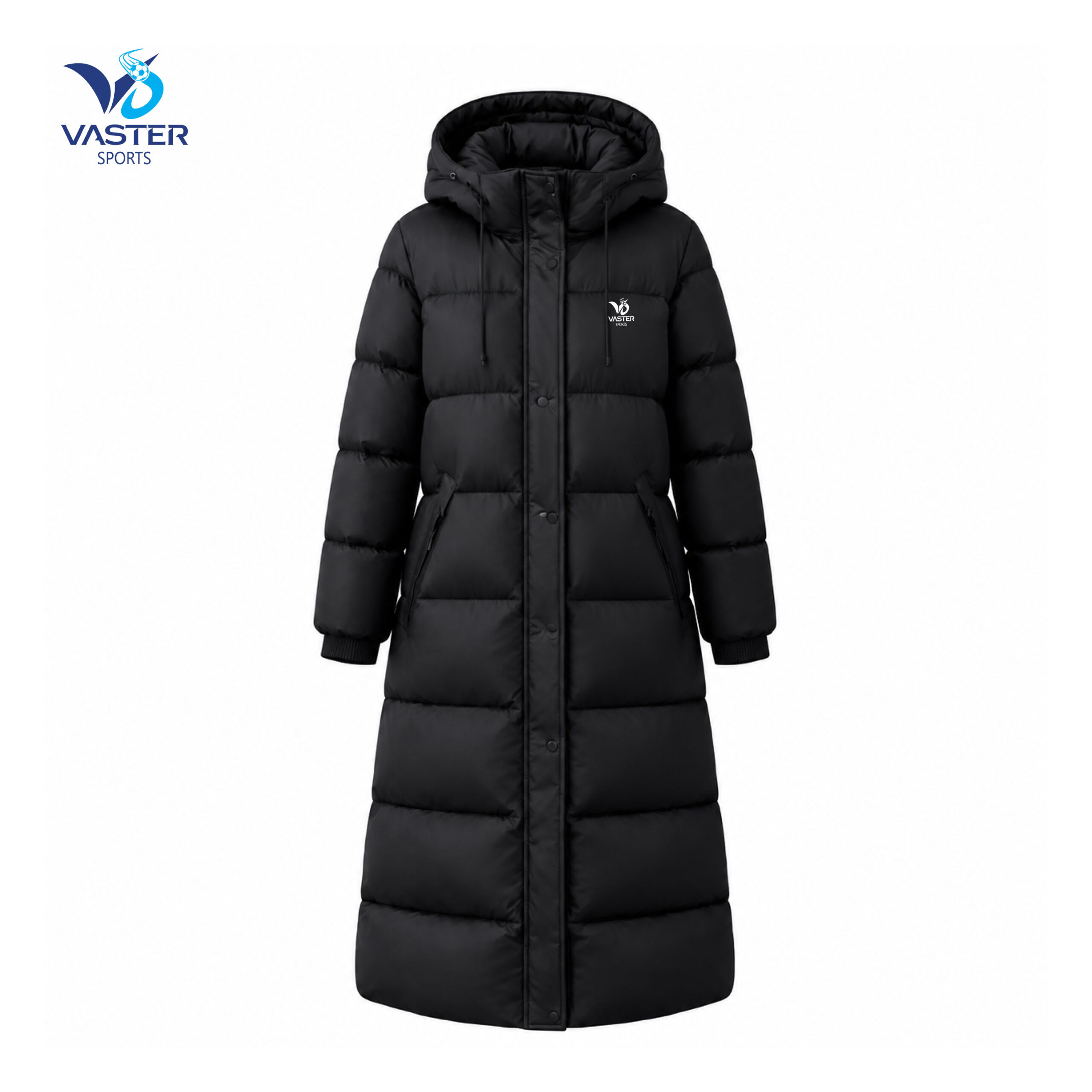 Women’s maxi puffer jacket designed for winter casual wear