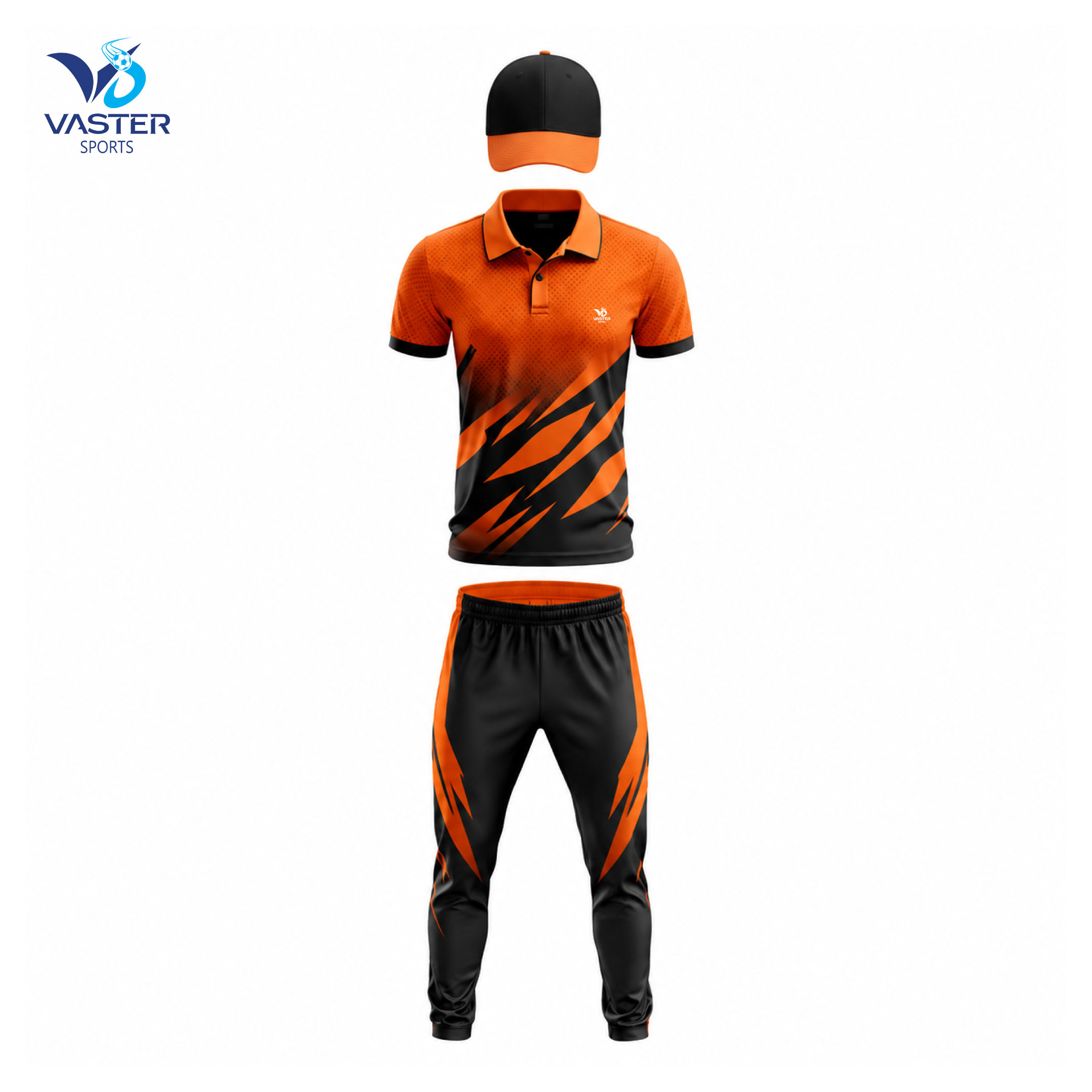Custom cricket uniform with jersey and trousers and team logo design