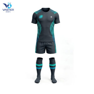 Rugby team uniform with jersey and shorts and custom team colors